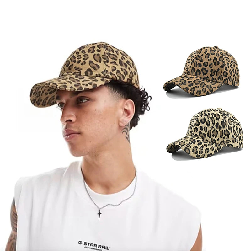 Unisex Leopard Print Baseball Cap – Cotton Adjustable Snapback Hip Hop Trucker Sun Hat for Summer Outdoor Sports