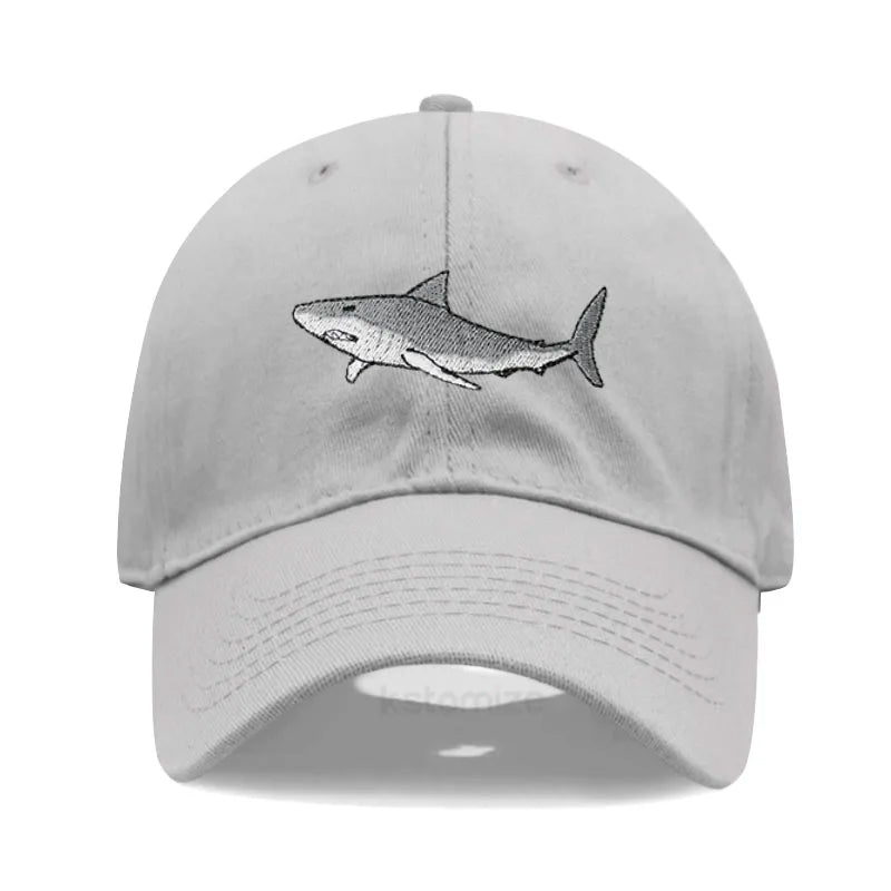 Animal Shark Embroidered Baseball Cap for Women Men Fashion Adjustable Washed Cotton Dad Hat Unisex Classic Golf Caps
