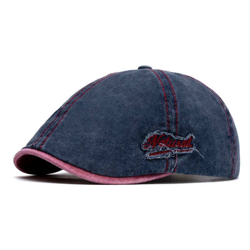 Unisex Cotton Newsboy Beret Cap – Vintage British Style Adjustable Casual Linen Flat Cap