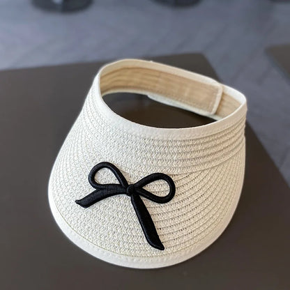 Summer Straw Hat And Shoulder Bag Set For Girls Baby Children Empty Top Sun Hat Large Brim Bowknot Outdoor Beach Visor Sun Cap