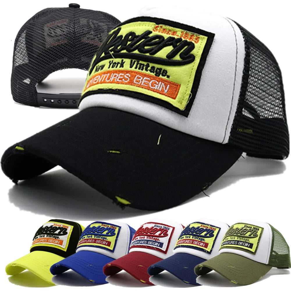 Unisex Trucker Hat Men Letter Embroidery Baseball Cap Outdoor Sport Cap