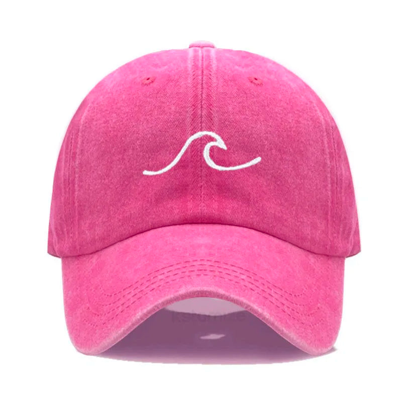 Men's Baseball Cap Women's Washed Cotton Waves Embroidery Embroidery Dad Hat Sport Golf Caps For Man Sun Hats Dropshipping