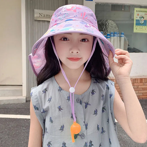 Summer Hats For Children Girls Boys Outdoor Sunshade Neck Sun Protection Breathable Big Brim Sun Hat Beach Accessories Sunhat