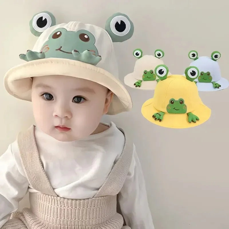 Spring Summer Baby Cartoon Frog Bucket Hat Kids Cute Cotton Infant Boys Girls Fisherman Cap Toddler Children Panama Sun Hats