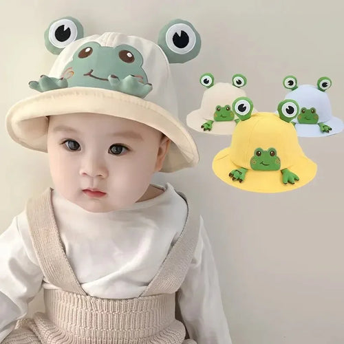 Spring Summer Baby Cartoon Frog Bucket Hat Kids Cute Cotton Infant Boys Girls Fisherman Cap Toddler Children Panama Sun Hats