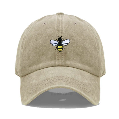Washed Cotton Honeybee Embroidery Baseball Caps for Men Women Dad Hat Adjustable Snapback Cap Wholesale Dropshipping