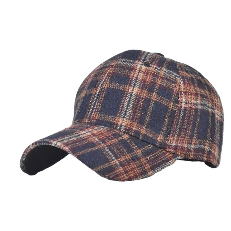 Fall Winter Hat Men's Spring Summer Outdoor Sunscreen Visor Classic Checkered Baseball Cap Hard Top Women's Cap Warm Peaked Cap