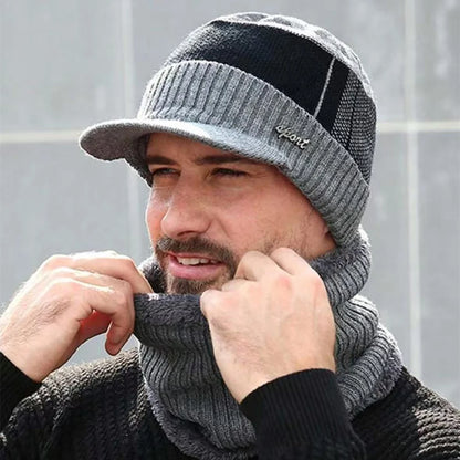 Hot Sale Men Winter Warm Suit Classic Plush Fur Lined Winter Hat Male Outdoor Keep Warm Hat Cap