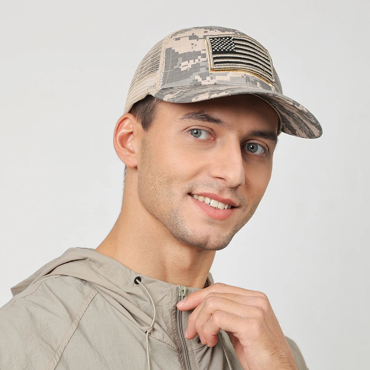 Unisex American Logo Embroidered Mesh Baseball Cap Adjustable Velcro Outdoor Hat