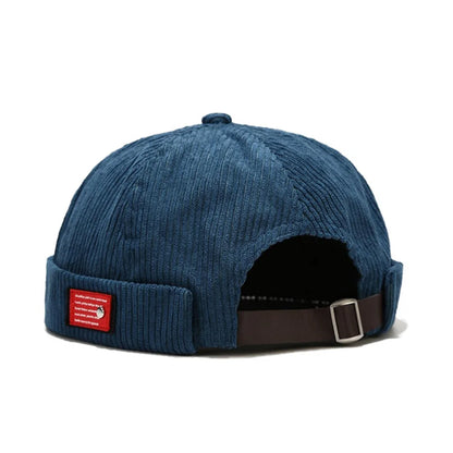Unisex Corduroy Brimless Cap – Solid Color Retro Docker Beanie, Adjustable Streetwear Hat
