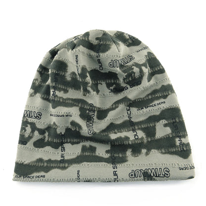 Unisex Camouflage Print Beanie Hat With Distressed Holes Lightweight Stretchy Beanies For Men Women Streetwear Bonnet Cap