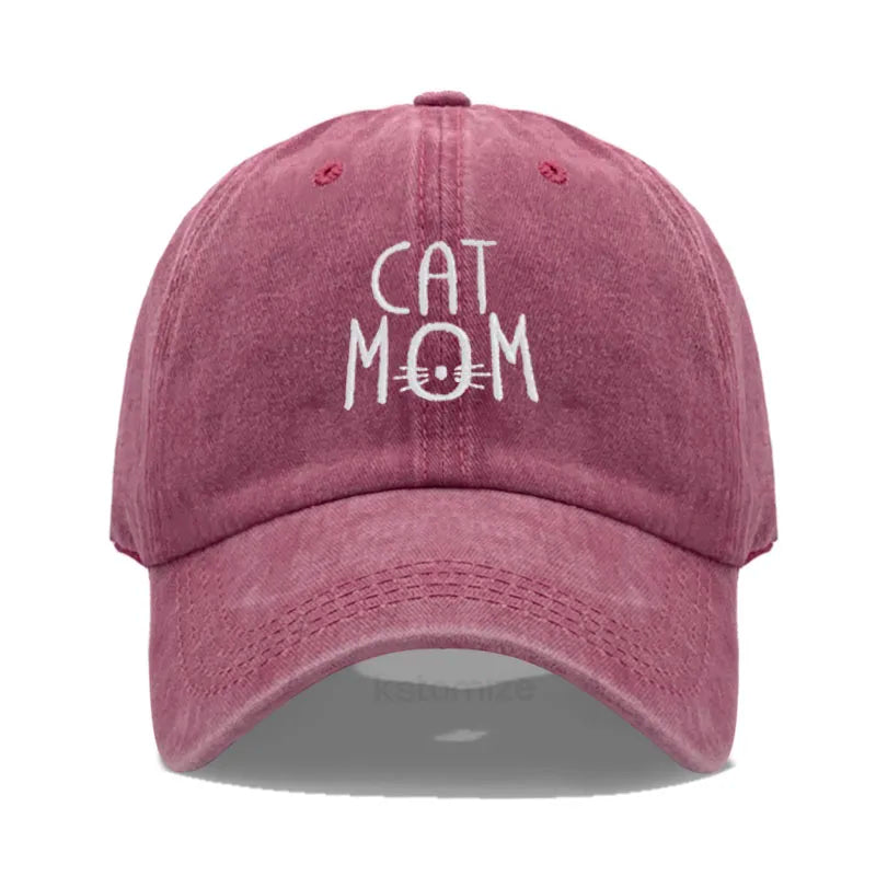 CAT MOM Embroidered Baseball Cap for Women Men Fashion Adjustable Soft Washed Cotton Dad Hat Unisex Classic Golf Caps