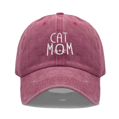 CAT MOM Embroidered Baseball Cap for Women Men Fashion Adjustable Soft Washed Cotton Dad Hat Unisex Classic Golf Caps
