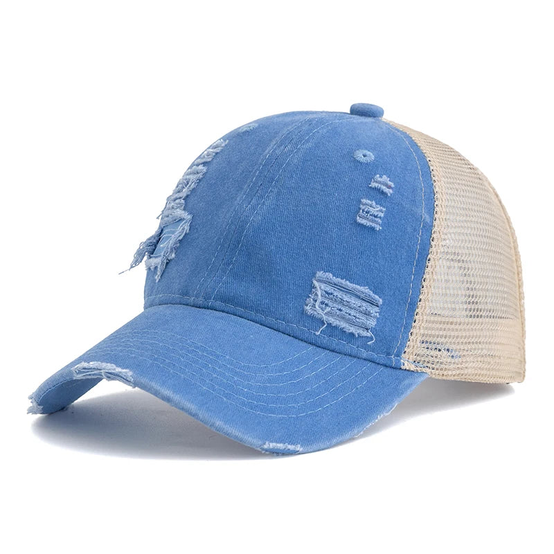 Hot Sale Unisex Trucker Hat Multi Colors Plain Baseball Cap Women Men Washed Cotton Distressed Cap
