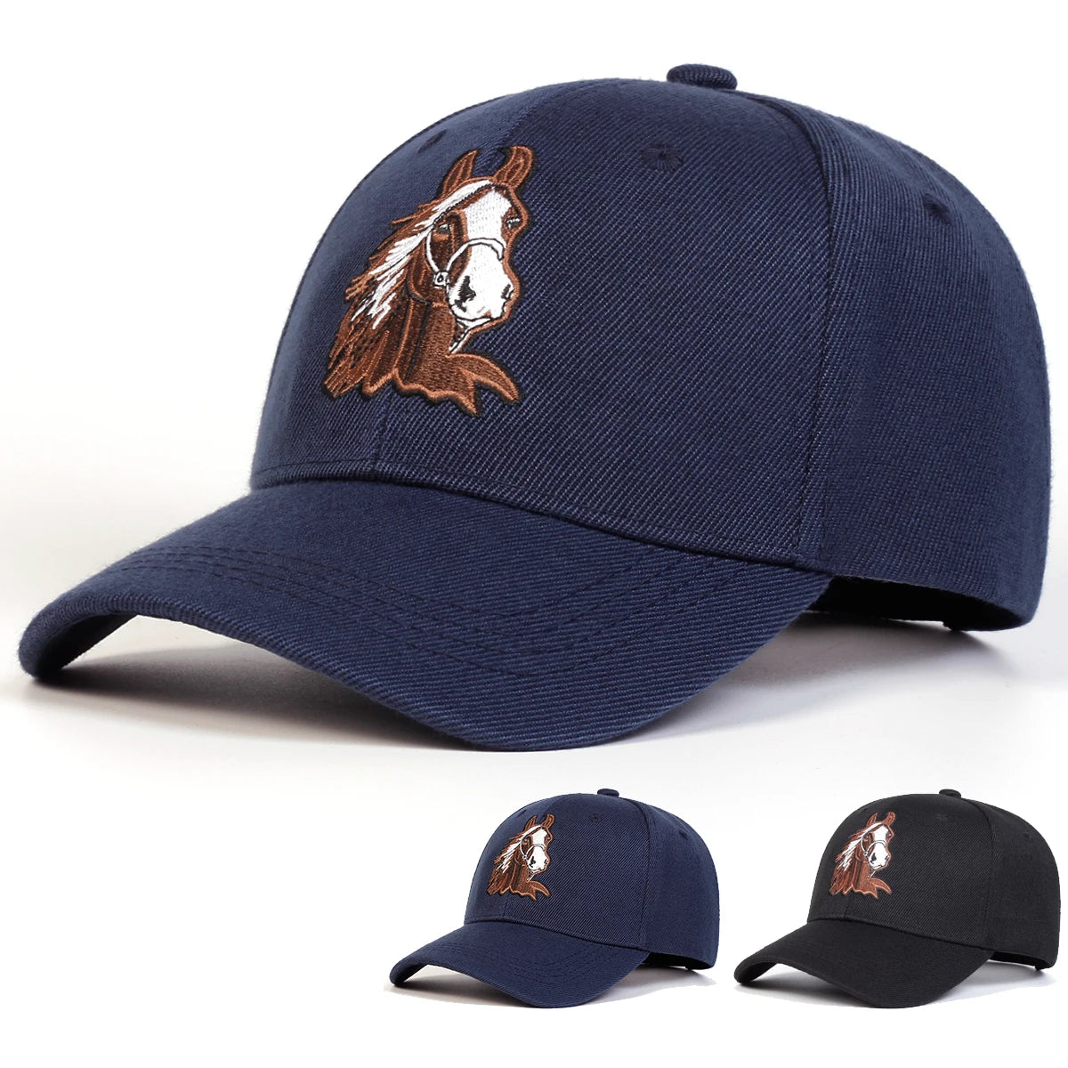 Unisex Horse Embroidery  Baseball Caps Spring Autumn Outdoor Adjustable Casual Hats Sunscreen Hat