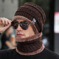 New Style Unisex Plush Lined Winter Hat Thicken Warm Knitted Suit Set Soft Stretch Winter Hats For Men&Women Leisure Beanie Cap