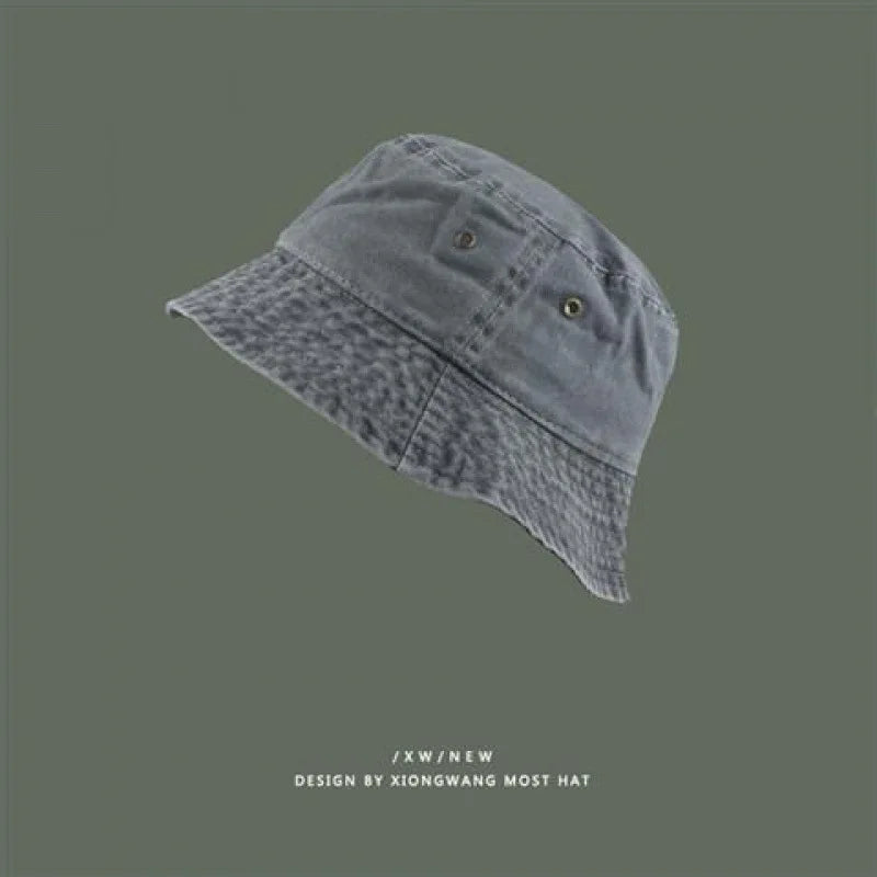 Fashion Women Men Washed Denim Solid Vintag Bucket Hats Lady Male Spring Summer Autumn Panama Fisherman Cap Hat For Women Men