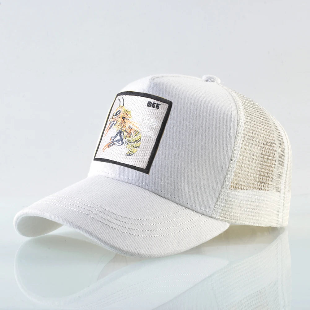 Fashion Unisex Baseball Cap With Embroidery With Bee Patch Men's Snapback Hip Hop Trucker Caps Women Adjustable Sun Visor Hat