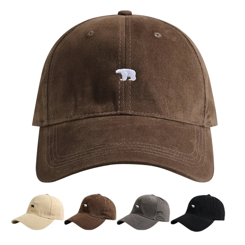 Unisex Cotton Baseball Cap – Polar Bear Embroidery Hip Hop Snapback Sun Hat