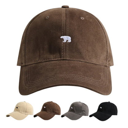 Unisex Cotton Baseball Cap – Polar Bear Embroidery Hip Hop Snapback Sun Hat