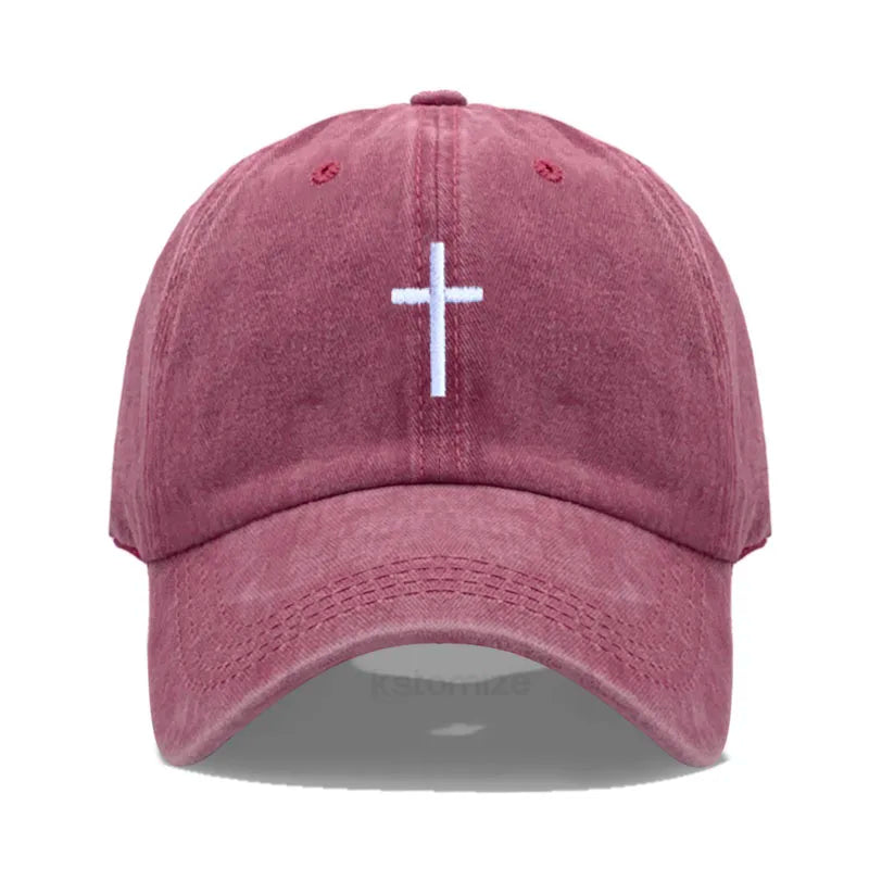Cross Embroidered Baseball Cap for Women Men Fashion Adjustable Washed Cotton Dad Hat Unisex Classic Golf Caps