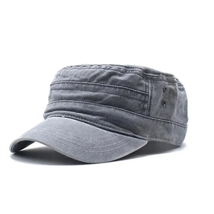 Unisex Washed Denim Flat Top Cap Retro Fishing Style Big Head Casual Outdoor Hat