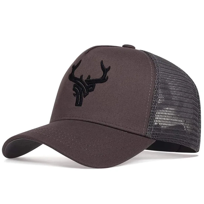 Men’s Deer Embroidered Baseball Cap Big Size Casual Outdoor Sun Protection Hat