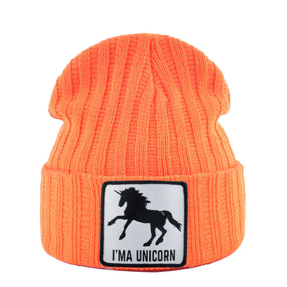 Knitted Skullies Beanie With Animals Patch Men Women Outdoor Casual Sport Hats Autumn Winter Solid Color Hip Hop Beanies