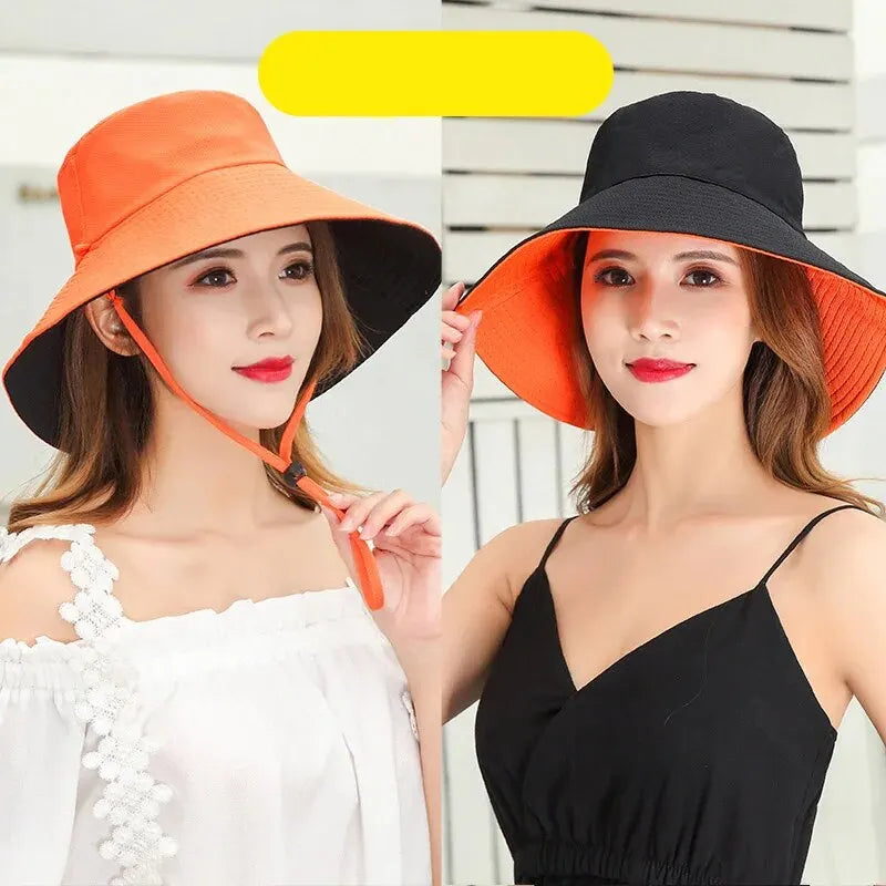 Women’s Wide Brim Bucket Hat – Reversible UV Protection Sunshade Hat