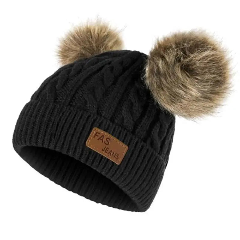 New Kid Hat Children Double Pompom Winter Hat  Cute Knitted Hat For Girls Boys Casual Girls Hat Baby Beanie Cap
