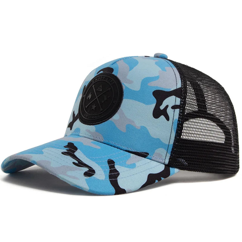 Unisex Mesh Snapback Cap – “ENJOY LIFE” Letter Patch Breathable Trucker Hat