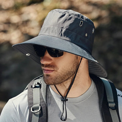 Summer Bucket Hat For Men Fisherman Cap Fishing Outdoor Sunshade Big Brim Sunscreen Riding Hiking Suncreen Sunhat