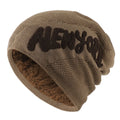 Unisex Warm Winter Hat Fashion NEW YORK Letter Knitted Hat Men & Women Add Fur Lined Thick Ski Beanie Cap