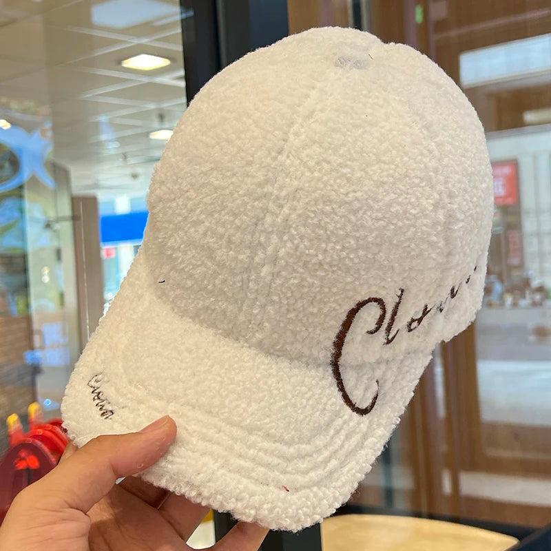 Autumn Winter Embroidery Letter Baseball Cap Cold proof Cap  Men Women Baseball Caps