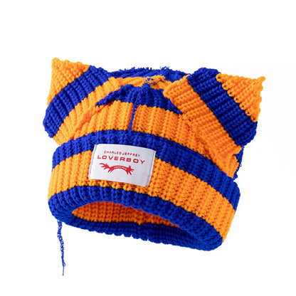 Autumn Winter Cute Ear Beanies Skullies Cap Fashion Women Men Warm Outdoor Unisex Knitted Hat Loverboy Y2K Personality Cold Hats