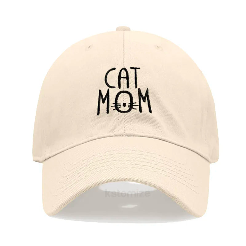 CAT MOM Embroidered Baseball Cap for Women Men Fashion Adjustable Soft Washed Cotton Dad Hat Unisex Classic Golf Caps
