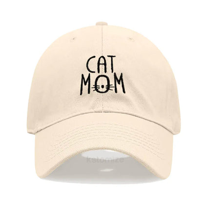 CAT MOM Embroidered Baseball Cap for Women Men Fashion Adjustable Soft Washed Cotton Dad Hat Unisex Classic Golf Caps