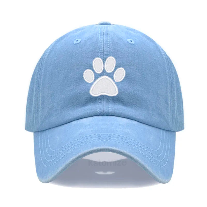 Dog Paw Embroidered Baseball Cap for Women Men Fashion Adjustable Washed Cotton Dad Hat Unisex Classic Golf Caps