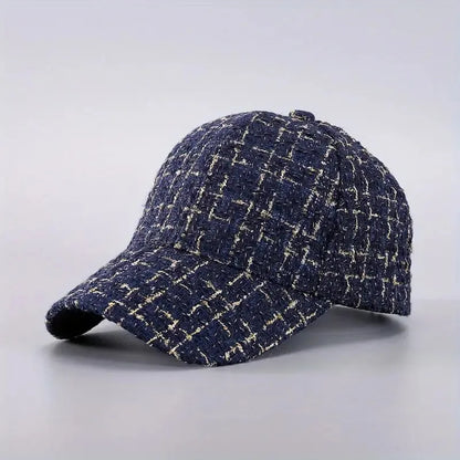 Houndstooth Baseball Cap for Women, Lightweight Fitted Sports Hat with Buckle Closure Retro British Style Plaid Trucker Cap