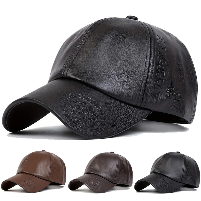 Unisex Vintage Leather Baseball Caps Spring Autumn Outdoor Sunscreen Hat Adjustable Casual Trucker Hats