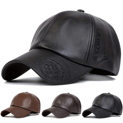 Unisex Vintage Leather Baseball Caps Spring Autumn Outdoor Sunscreen Hat Adjustable Casual Trucker Hats