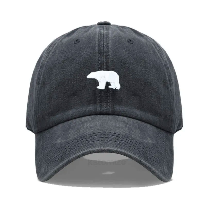 little Bear Embroidery Baseball Cap for Women Men Fashion Adjustable Soft Washed Cotton Dad Hat Unisex Classic Golf Caps