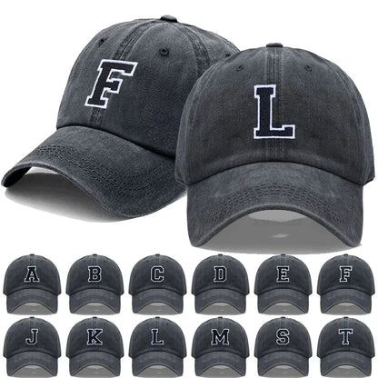 Initial Letter A-Z Embroider Baseball Cap For Men Womne Washed Cotton Dad Hat Fashion Team Sport Visors Snapback Caps