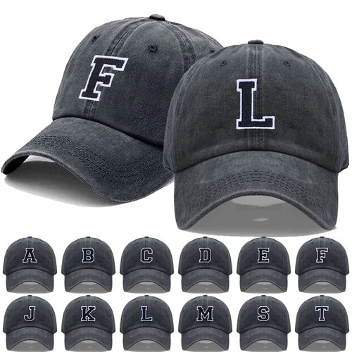 Initial Letter A-Z Embroider Baseball Cap For Men Womne Washed Cotton Dad Hat Fashion Team Sport Visors Snapback Caps