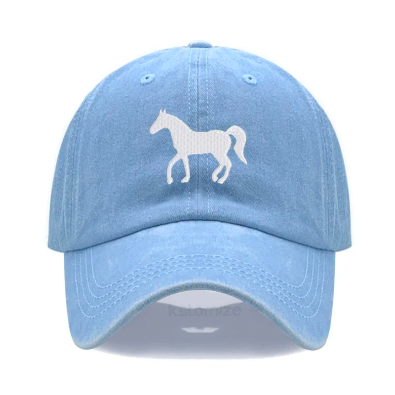 Horse Embroidered Baseball Cap for Women Men Fashion Adjustable Washed Cotton Dad Hat Unisex Classic Golf Caps