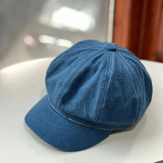 Vintage Beret Octagonal Caps Women Hats Solid Color Denim Cloth Casual Female Newsboy Cap Good Quality Painter Cap New