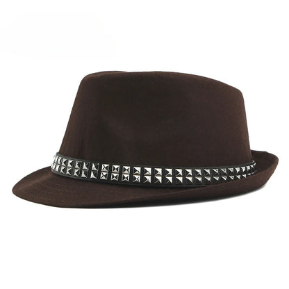 British Retro Jazz Hat Men's Autumn New Black Gentleman Hat Hip-hop Rivet Top Hat Women's Performance Hats