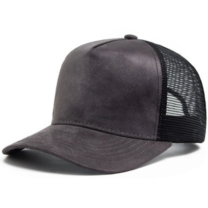 Spring Summer Suede 5 Panel Mesh Baseball Cap Big Head Unisex Trucker Hat Men And Women Sport Snapback Caps Leisure Gorros