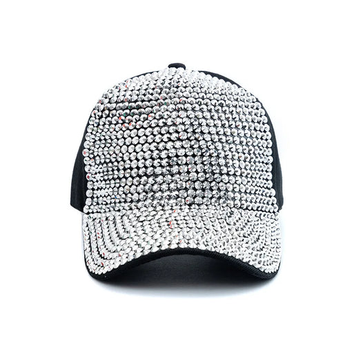 New Fashion Women Diamond Inlay Cap Spring Summer Hip Hop Kpop Dance Baseball Caps Simple Plain Party Street Hat