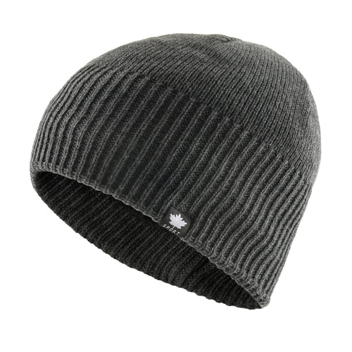 Men's Winter Warm Knitted Beanie Hat With Maple Leaf Logo Double Layer Thick Skullies Cap Velvet Lined Bonnet For Cold Weather